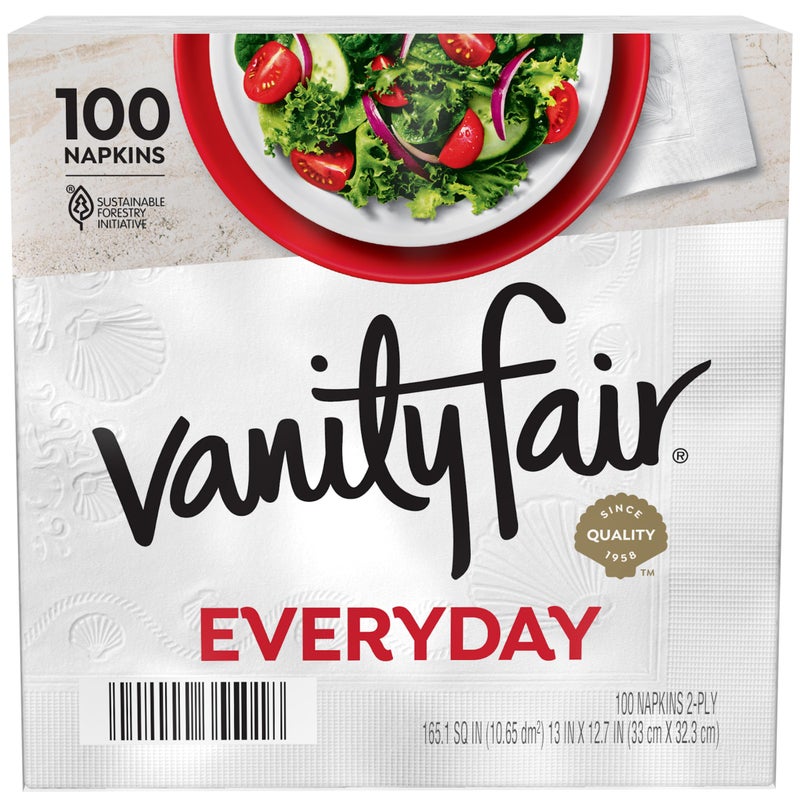 Vanity Fair Everyday Paper Napkins, 100 Count, Disposable Napkins Made Soft And Smooth For Everyday Meals - Image 1